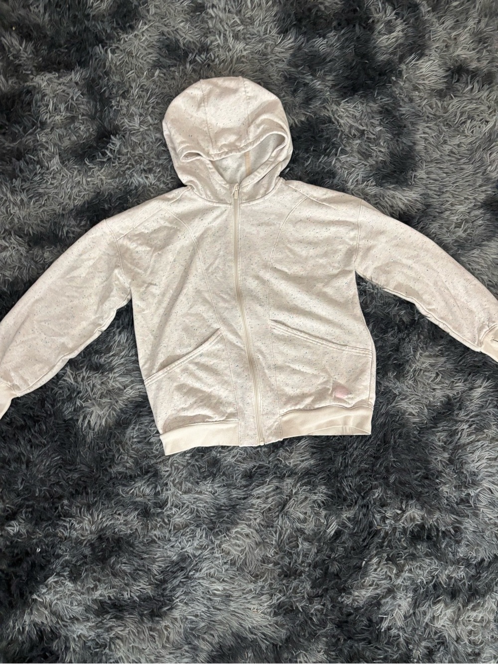 Girls' Light Grey Zip-Up Hoodie